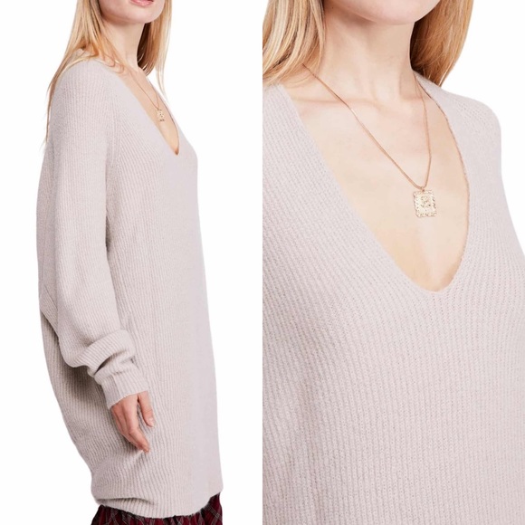 Free People Longline Tunic Sweater grey small - Picture 4 of 7